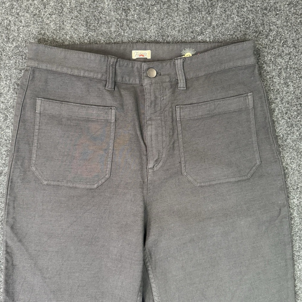 Faherty Womens 31 Stretch Terry Wide Leg Pants In Washed Black